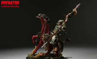 Illustration for article titled Predator Rides Skinless Alien Horse To Battle